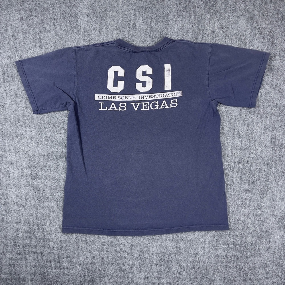 Vintage CSI Las Vegas T-Shirt Mens Medium Blue Crime Scene Investigator Graphic
